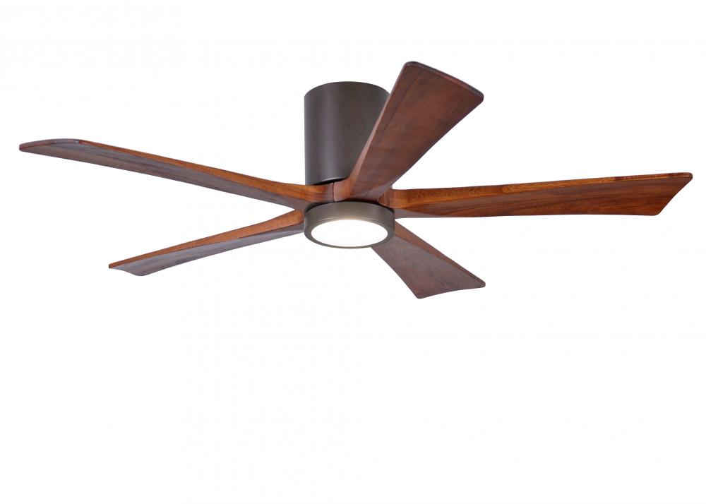 IR5HLK five-blade flush mount paddle fan in Textured Bronze finish with 52” solid walnut tone bl