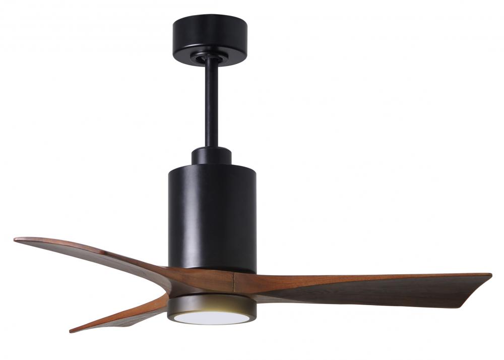 Patricia-3 three-blade ceiling fan in Matte Black finish with 42” solid walnut tone blades and d