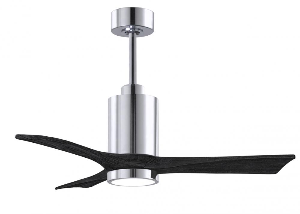 Patricia-3 three-blade ceiling fan in Polished Chrome finish with 42” solid matte black wood bla