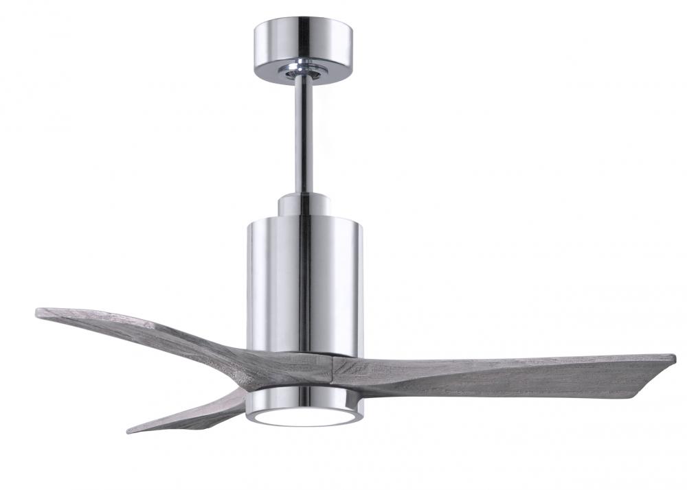 Patricia-3 three-blade ceiling fan in Polished Chrome finish with 42” solid barn wood tone blade