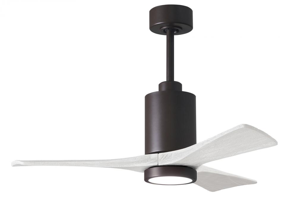 Patricia-3 three-blade ceiling fan in Textured Bronze finish with 42” solid matte white wood bla