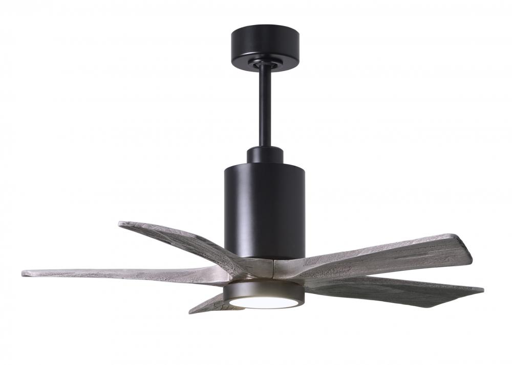 Patricia-5 five-blade ceiling fan in Matte Black finish with 42” solid barn wood tone blades and