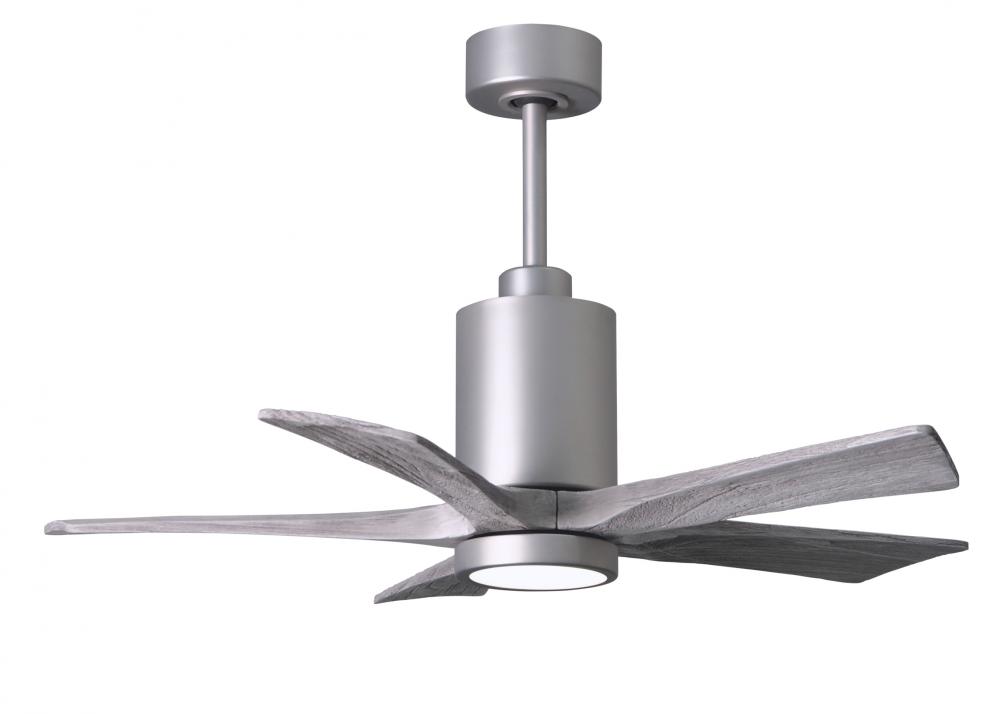 Patricia-5 five-blade ceiling fan in Brushed Nickel finish with 42” solid barn wood tone blades