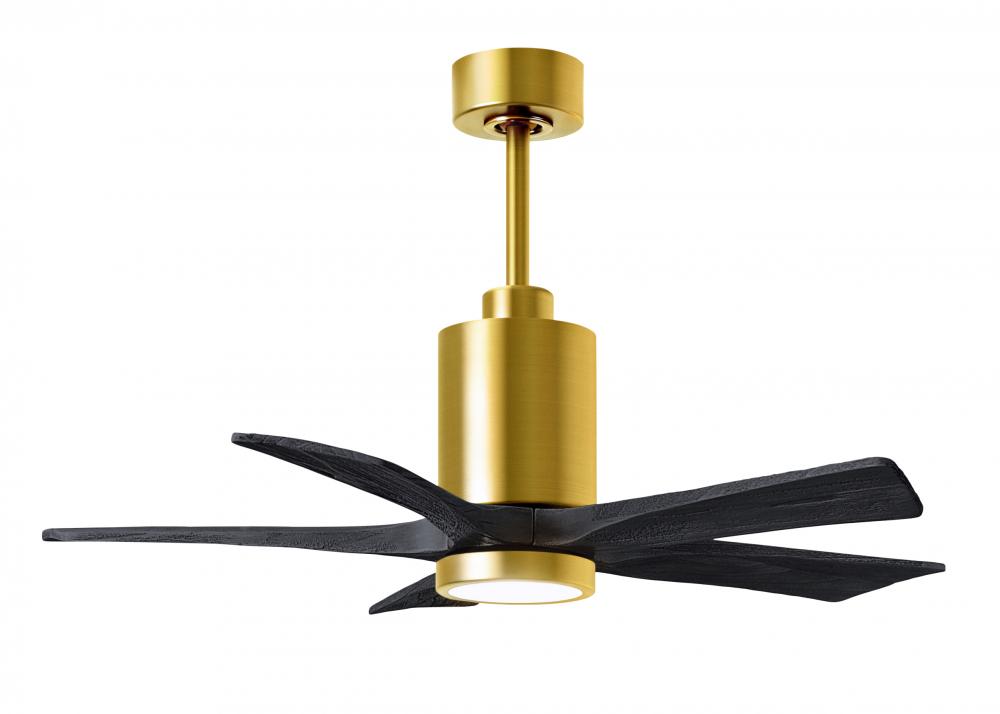 Patricia-5 five-blade ceiling fan in Brushed Brass finish with 42” solid matte black wood blades