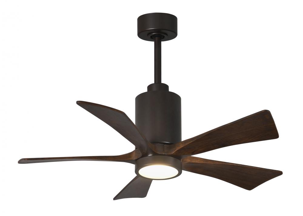Patricia-5 five-blade ceiling fan in Textured Bronze finish with 42” solid walnut tone blades an