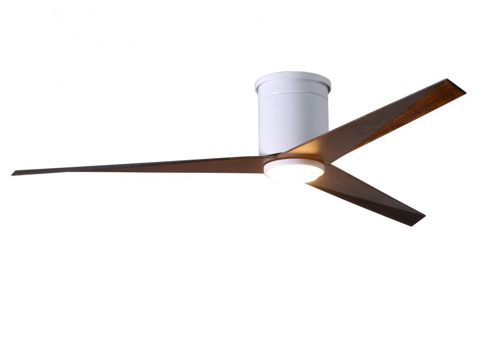 Eliza-HLK Three Bladed, Ceiling Mount Paddle Fan in Gloss White With Walnut Tone Blades an
