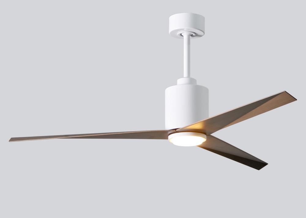 Eliza-LK Three Bladed Paddle Fan in Gloss White With Gray Ash Tone Blades and Integrated L