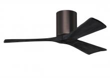 Matthews Fan Company IR3H-BB-BK-42 - Irene-3H three-blade flush mount paddle fan in Brushed Bronze finish with 42” solid matte black