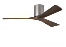 Matthews Fan Company IR3H-BN-WA-52 - Irene-3H three-blade flush mount paddle fan in Brushed Nickel finish with 52” solid walnut tone