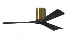 Matthews Fan Company IR3H-BRBR-BK-52 - Irene-3H three-blade flush mount paddle fan in Brushed Brass finish with 52” solid matte black w
