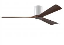 Matthews Fan Company IR3H-WH-WA-60 - Irene-3H three-blade flush mount paddle fan in Gloss White finish with 60” solid walnut tone bla