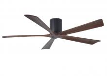 Matthews Fan Company IR5H-BK-WA-60 - Irene-5H five-blade flush mount paddle fan in Matte Black finish with 60” solid walnut tone blad