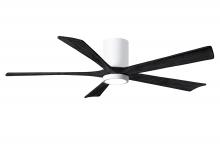 Matthews Fan Company IR5HLK-WH-BK-60 - IR5HLK five-blade flush mount paddle fan in Gloss White finish with 60” solid matte black wood b