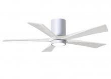 Matthews Fan Company IR5HLK-WH-MWH-52 - IR5HLK five-blade flush mount paddle fan in Gloss White finish with 52” solid matte white wood b