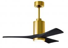 Matthews Fan Company PA3-BRBR-BK-42 - Patricia-3 three-blade ceiling fan in Brushed Brass finish with 42” solid matte black wood blade