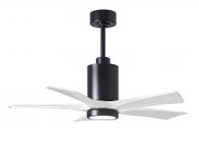 Matthews Fan Company PA5-BK-MWH-42 - Patricia-5 five-blade ceiling fan in Matte Black finish with 42” solid matte white wood blades a