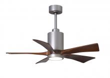 Matthews Fan Company PA5-BN-WA-42 - Patricia-5 five-blade ceiling fan in Brushed Nickel finish with 42” solid walnut tone blades and