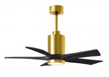 Matthews Fan Company PA5-BRBR-BK-42 - Patricia-5 five-blade ceiling fan in Brushed Brass finish with 42” solid matte black wood blades