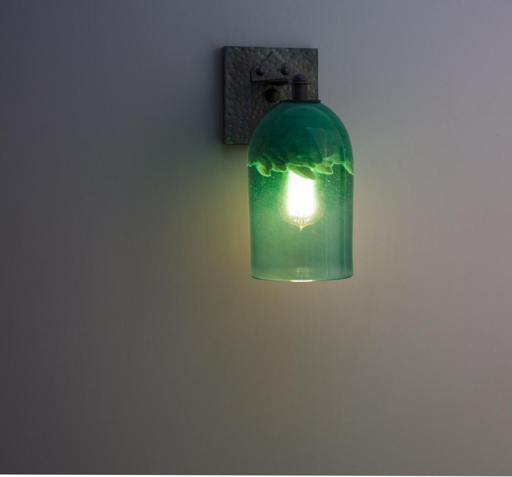 Rose - Sconce -Craftsman-Clear Green Glass