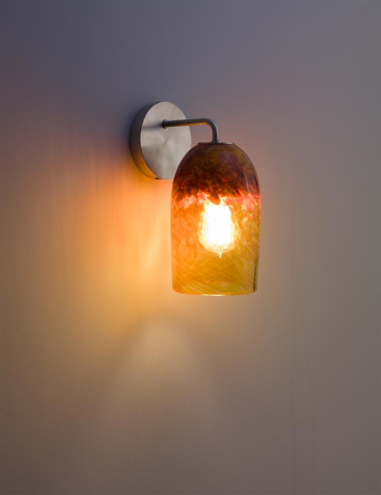 Rose - Sconce - Modern- SS-Clear Amber Glass