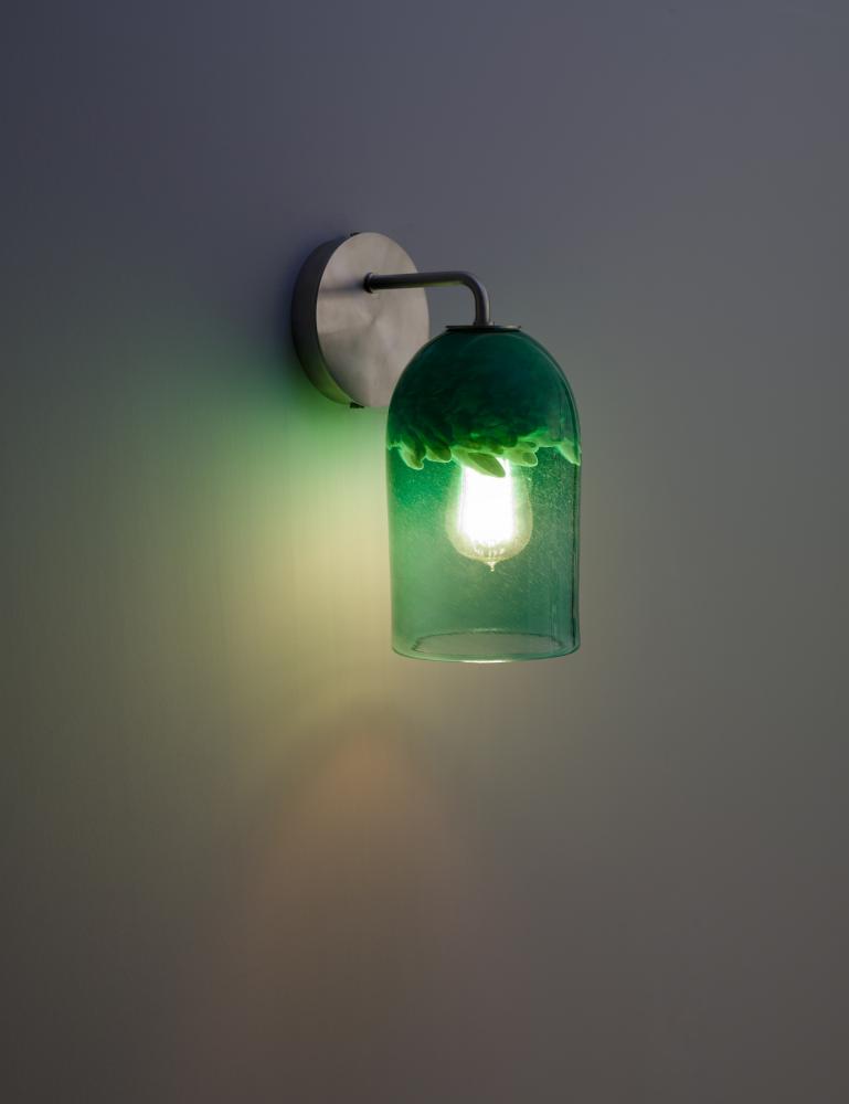 Rose - Sconce - Modern- SS-Clear Green Glass