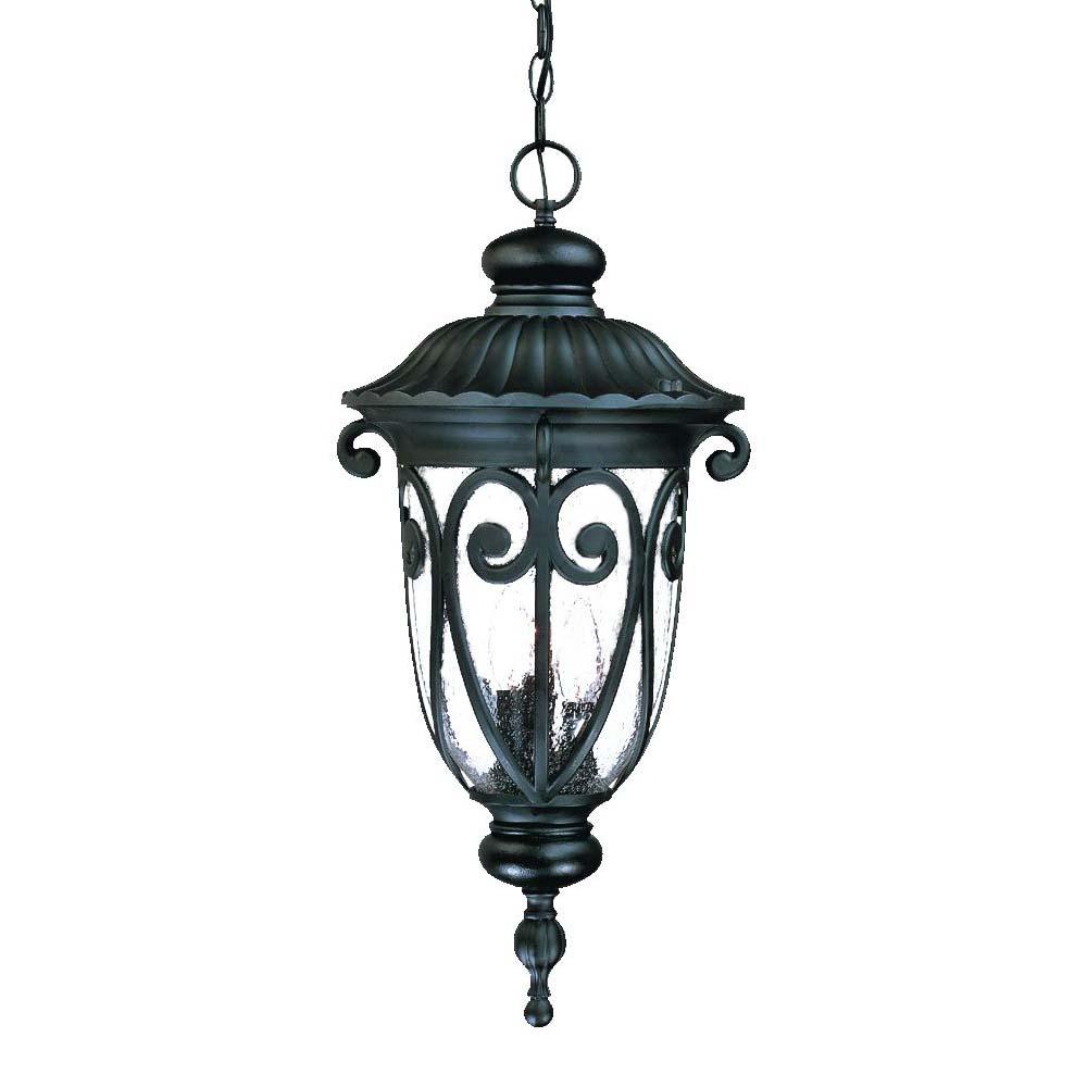 Naples Collection Hanging Lantern 3-Light Outdoor Matte Black Light Fixture