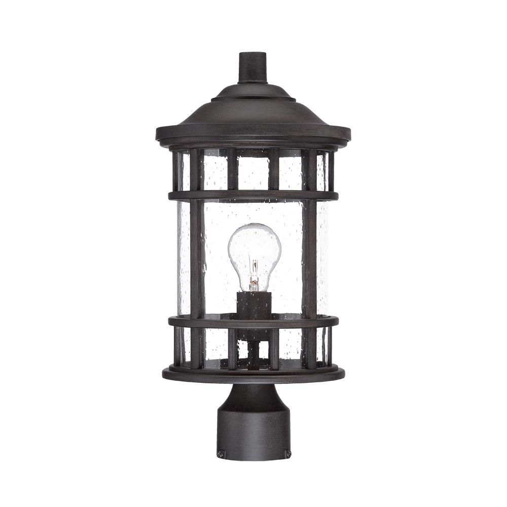 Vista II Collection Post Lantern 1-Light Outdoor Black Coral Light Fixture