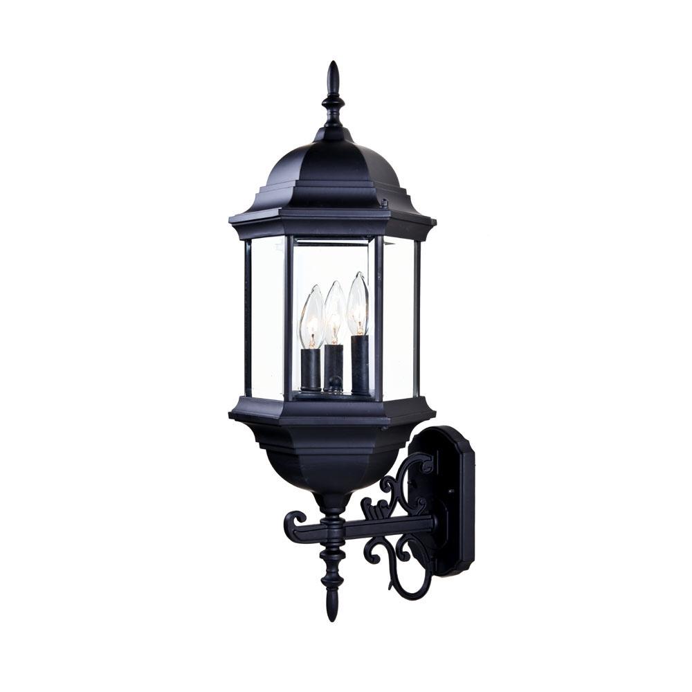 Madison Collection Wall-Mount 3-Light Outdoor Matte Black Light Fixture