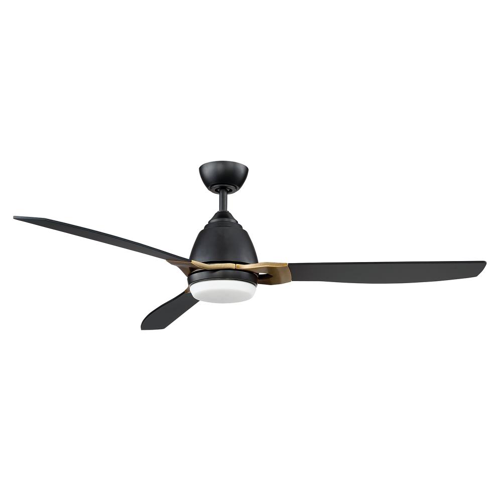 ERIS 52 in. LED Black & New Aged Brass Ceiling Fan