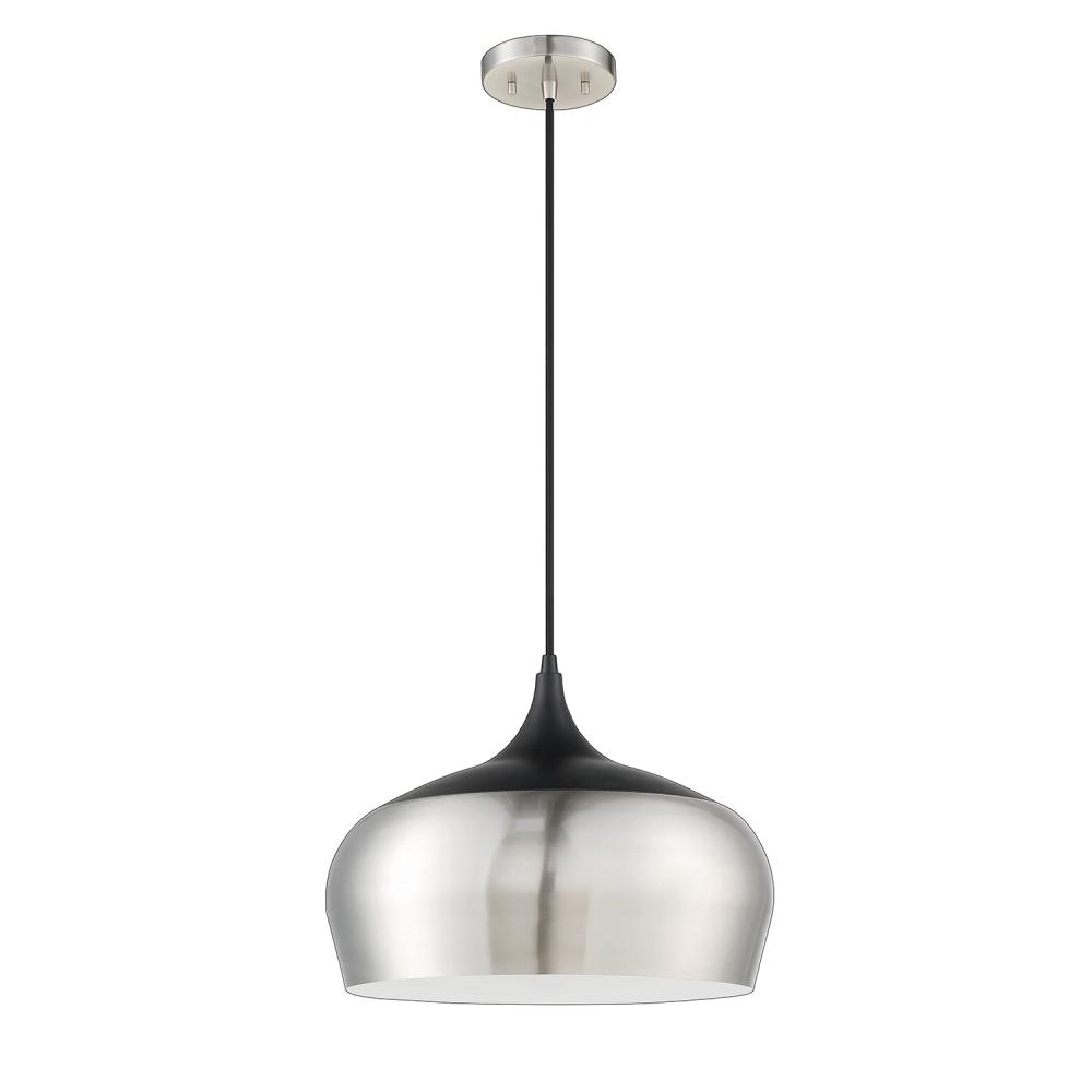 ORIAN GRANDE 1-Light Satin Nickel & Black Pendant