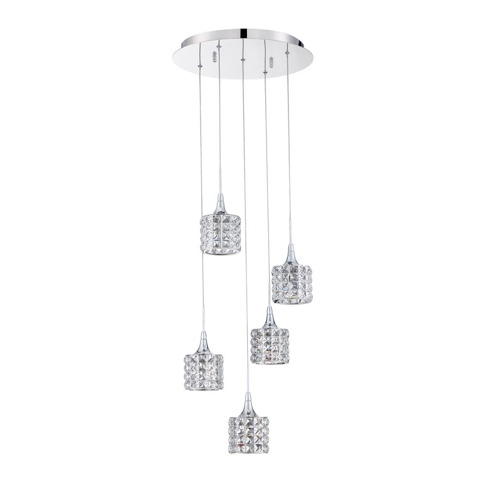 LUSTRA series 5-Light Chrome Pendant Pan