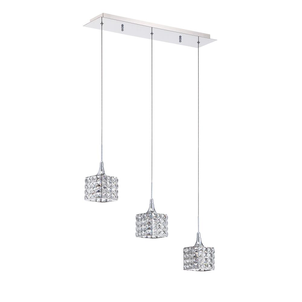 SHIMERA series 3-Light Chrome Pendant Bar