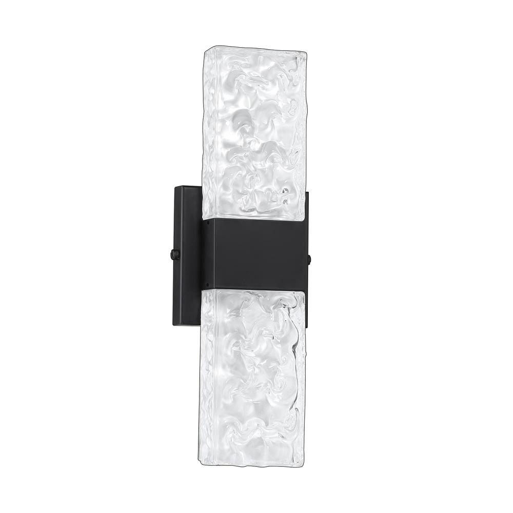GLACIER 2-Light-LED Black Vanity Light with Glass style #6