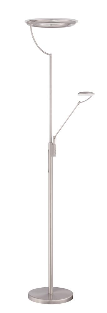 EUROPA 72 in. Satin Nickel LED Torchiere Floor Lamp with Reading Light