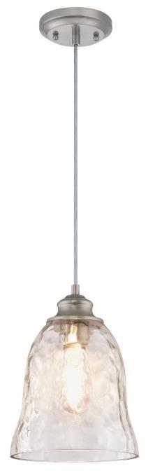 Mini Pendant Brushed Nickel Finish Clear Hammered Glass