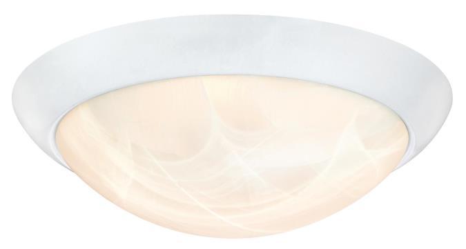 11 in. 15W LED Flush White Finish White Alabaster Glass