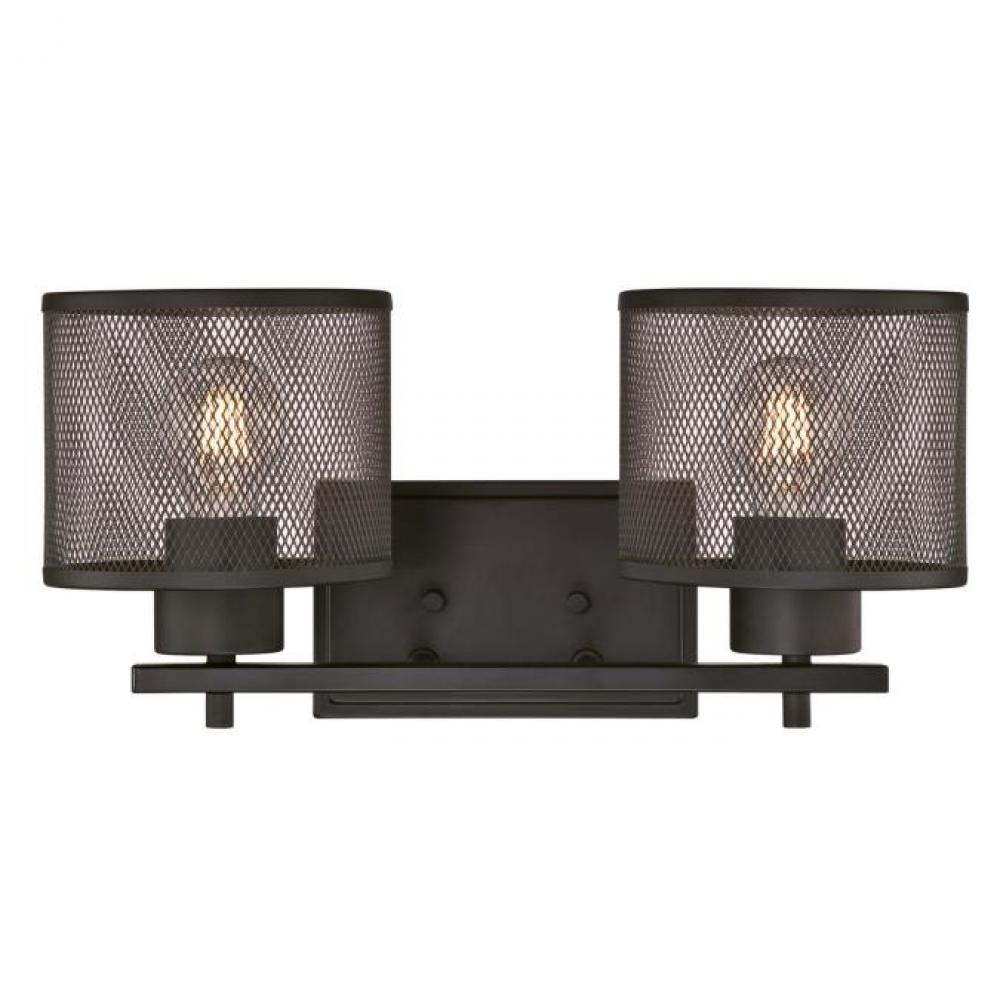 2 Light Wall Fixture Oil Rubbed Bronze Finish Mesh Shades