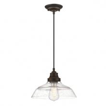 Westinghouse 6116600 - Pendant Oil Rubbed Bronze Finish with Highlights Clear Seeded Glass