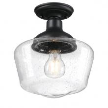 Westinghouse 6120900 - 9 in. 1 Light Semi-Flush Textured Black Finish Clear Seeded Glass