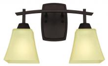Westinghouse 6307400 - 2 Light Wall Fixture Oil Rubbed Bronze Finish Amber Linen Glass