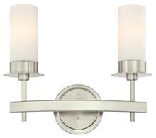 Westinghouse 6327200 - 2 Light Wall Fixture Brushed Nickel Finish Frosted Opal Glass