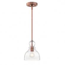 Westinghouse 6356400 - Mini Pendant Washed Copper Finish Clear Seeded Glass
