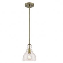 Westinghouse 6356500 - Mini Pendant Antique Brass Finish Clear Seeded Glass