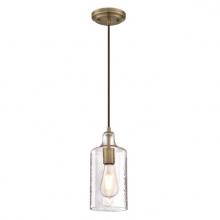 Westinghouse 6371400 - Mini Pendant Antique Brass Finish Clear Textured Glass
