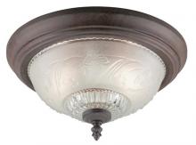 Westinghouse 6431600 - 13 in. 2 Light Flush Sienna Finish Embossed Floral and Leaf Design Glass