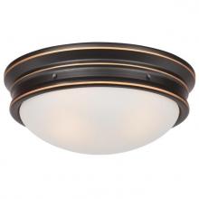 Westinghouse 6578200 - 13 in. 2 Light Flush Oil Rubbed Bronze Finish with Highlights Frosted Glass
