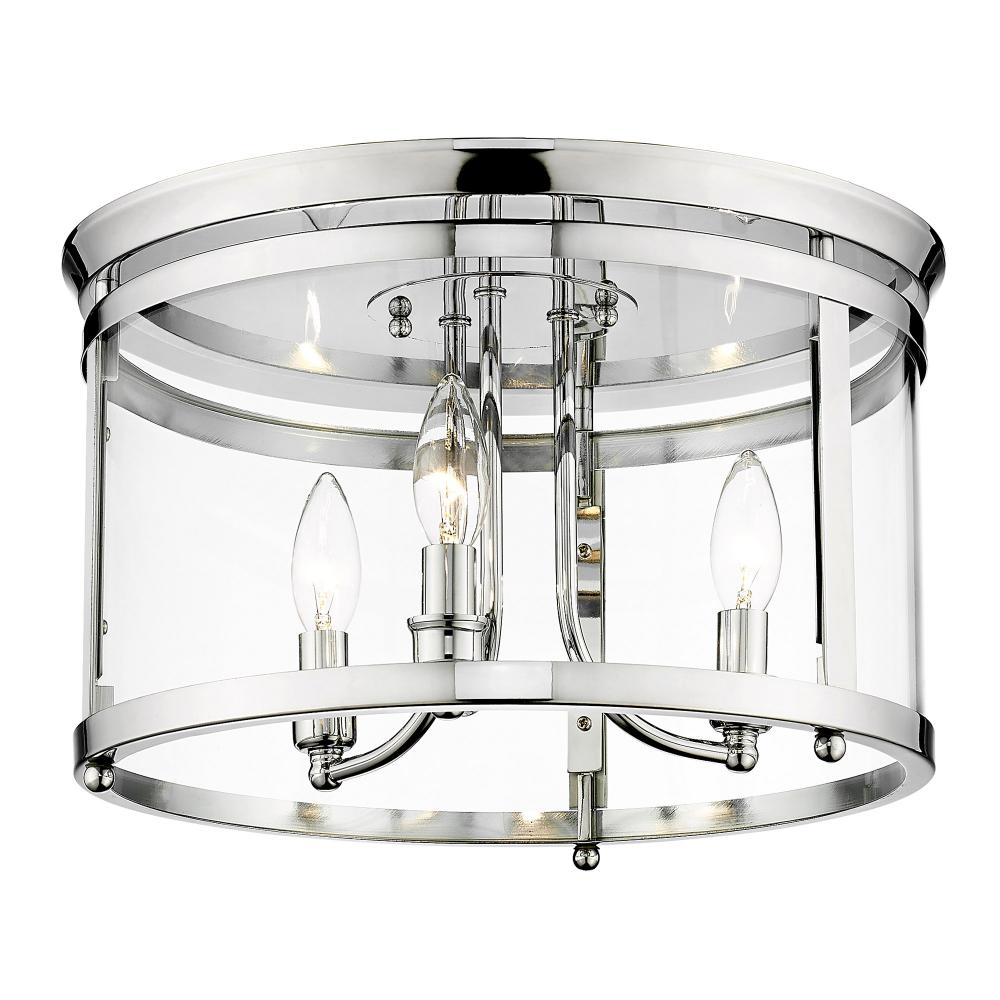Payton Flush Mount in Chrome with Clear Glass
