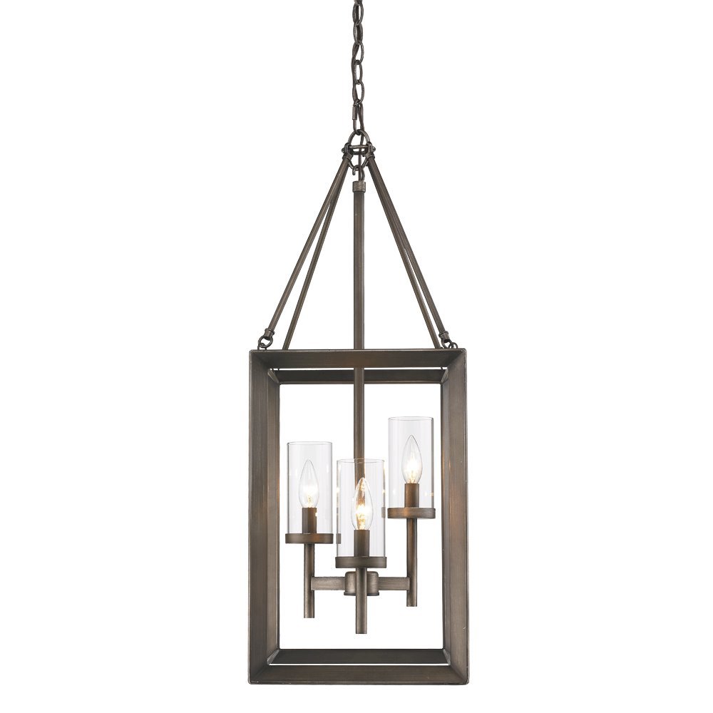 Smyth 3 Light Pendant in Gunmetal Bronze with Clear Glass