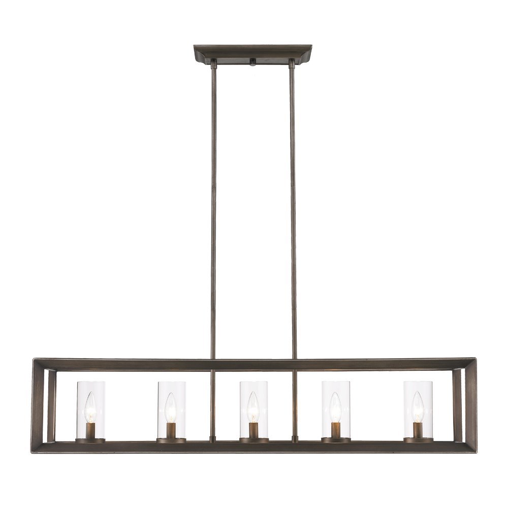 Smyth 5 Light Linear Pendant in Gunmetal Bronze with Clear Glass
