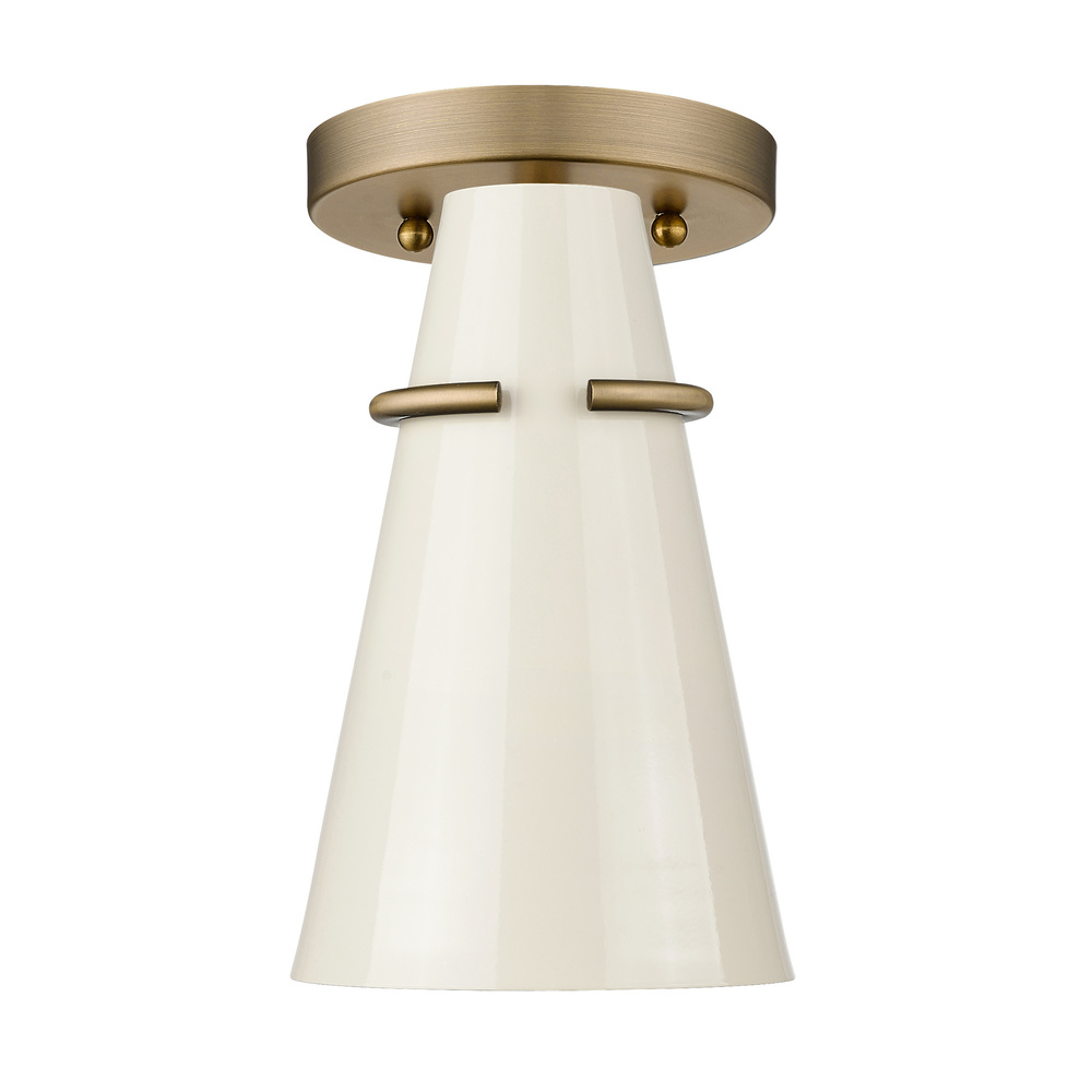 Reeva Semi-Flush in Modern Brass with Glossy Ecru Shade